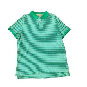 Vintage 90s Ralph Lauren Polo Jeans Mens XL USA Flag Weathered Pique Shirt Green